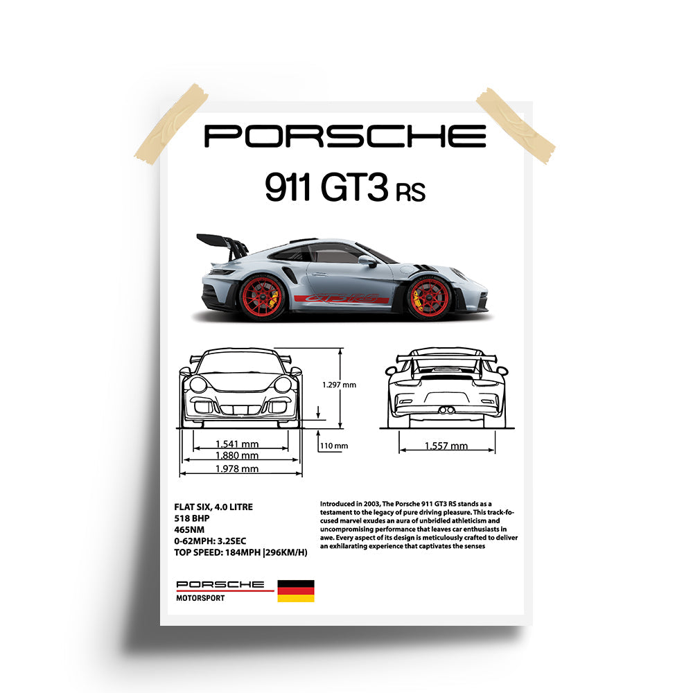 Porsche 911 GT3 RS Wall Poster whimsywrap