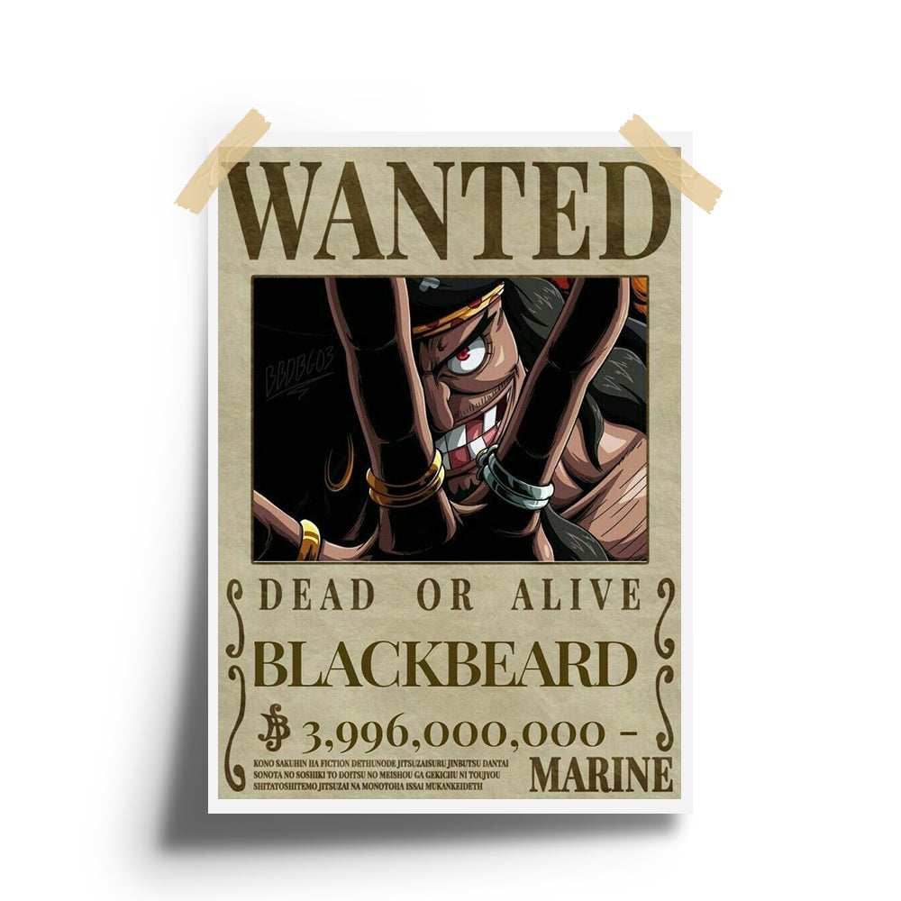 Wanted BLACKBEARD Anime Wall Poster whimsywrap