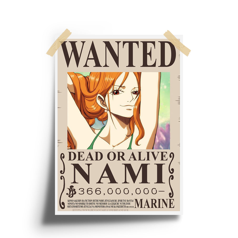 Wanted NAMI Anime Wall Poster whimsywrap