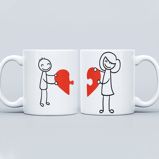 Couple mug set | Mug heart handle coffee cup
