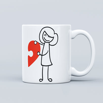 Couple mug set | Mug heart handle coffee cup