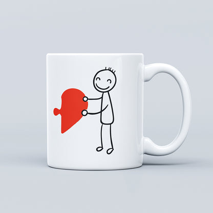 Couple mug set | Mug heart handle coffee cup