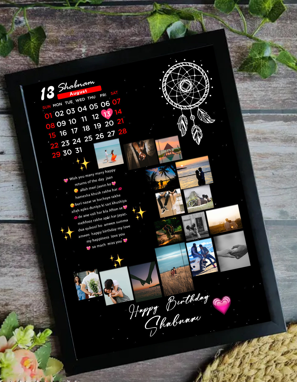 Personalized A4 Birthday & Anniversary Photo Frame – Cherish Your Special Moments whimsywrap