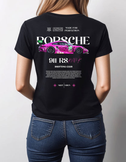 Pink Porche 911 RS RAWR Car Collection Graphic Print T-Shirt by WhimsyWrap whimsywrap