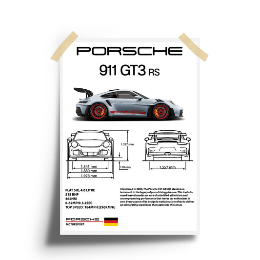 Porsche 911 GT3 RS Wall Poster