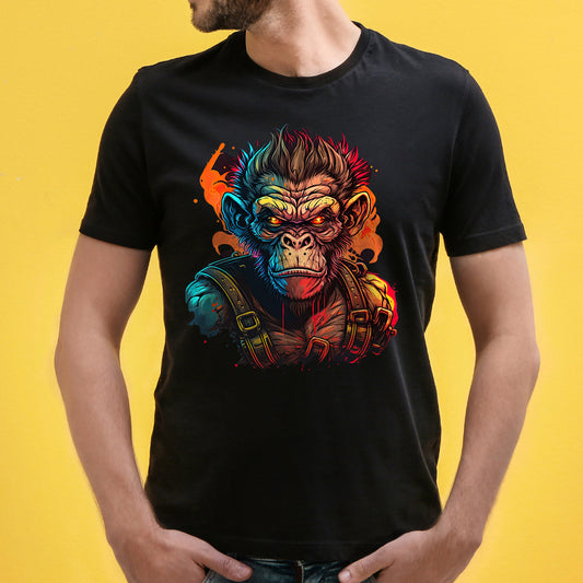 Shop the 'Monkey' Unisex Graphic T-Shirt by WhimsyWrap, featuring a fun and playful cartoon monkey design. This comfortable, stylish T-shirt is perfect for casual wear, adding a touch of humor and personality to your wardrobe. Ideal for both men and women who love unique, animal-themed graphic tees.