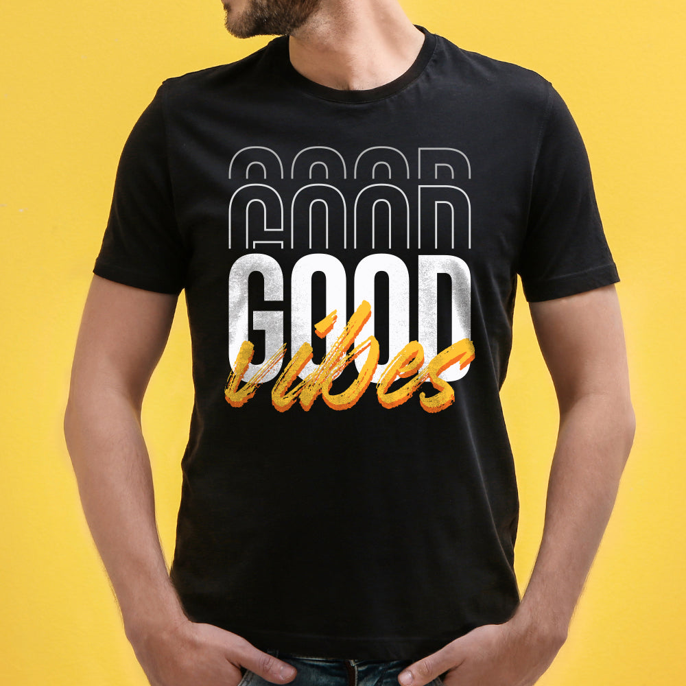 Shop the 'Good Vibes' Unisex Graphic T-Shirt by WhimsyWrap, featuring a cheerful cartoon design that radiates positivity and good energy. This stylish and comfortable T-shirt is perfect for casual wear, spreading positive vibes wherever you go. Ideal for both men and women who love uplifting, feel-good graphic tees.