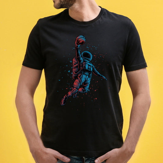 Shop the 'Astronaut' Unisex Graphic T-Shirt by WhimsyWrap, featuring a bold cartoon astronaut design. This stylish, comfortable T-shirt is perfect for casual wear, with a space-themed graphic that adds a touch of adventure to your wardrobe. Ideal for both men and women who love space, science fiction, and unique graphic tees.