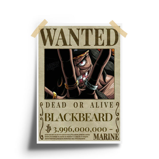 Wanted BLACKBEARD Anime Wall Poster