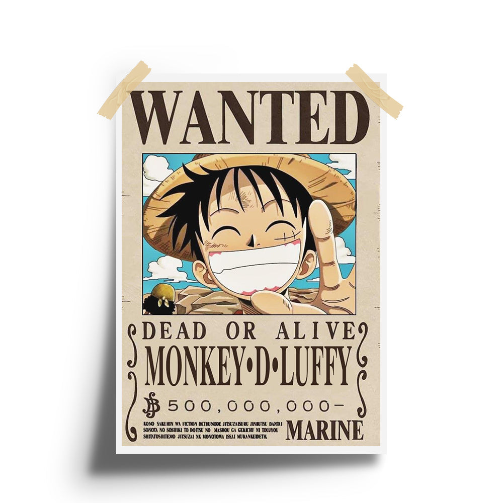 Wanted MONKEY D LUFFY Anime Wall Poster whimsywrap