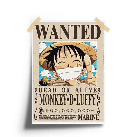 Wanted MONKEY D LUFFY Anime Wall Poster